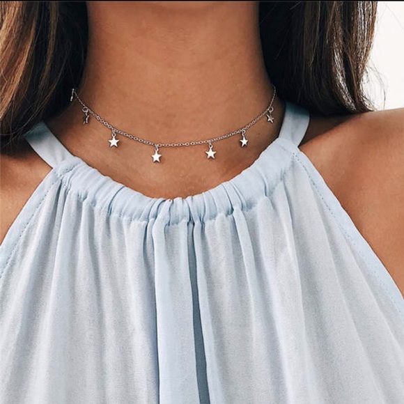 Gold or Silver Multi Star Choker - Picture 3 of 3